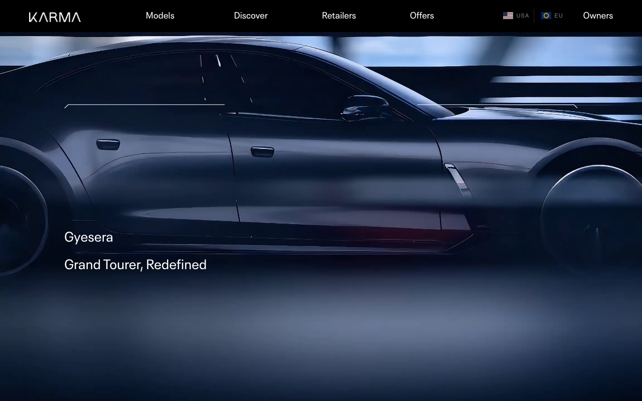 Karma Automotive website homepage